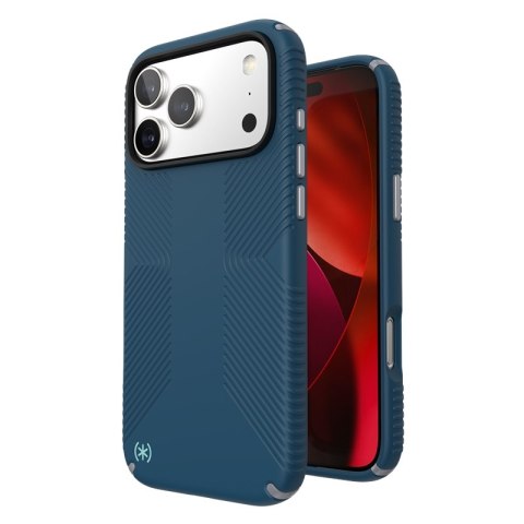 Speck Presidio2 Grip MagSafe - Etui iPhone 17 Pro Max (Deep Sea/Silver Metallic)