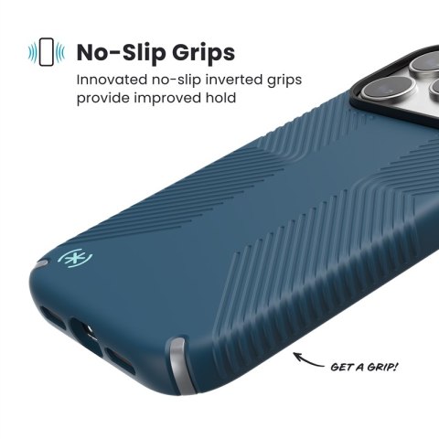 Speck Presidio2 Grip MagSafe - Etui iPhone 17 Pro Max (Deep Sea/Silver Metallic)