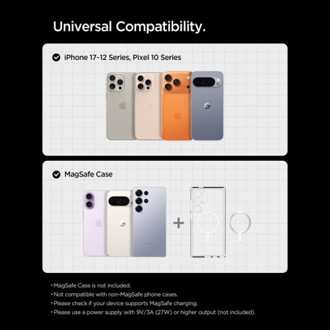 Spigen EV15MAQ Essential - Uchwyt samochodowy na kratkę nawiewu MagSafe 15W Qi2 (Czarny)