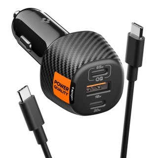 Spigen Essential EV1133 - Ładowarka samochodowa 2x USB-C PD & USB-A QC3.0 113W + Kabel 100W USB-C 1 m (Black)