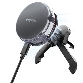 Spigen Essential EV25MFAQ - Magnetyczny uchwyt samochodowy na kratkę nawiewu z ładowaniem bezprzewodowym 25W MagSafe Qi2.2 (Blac