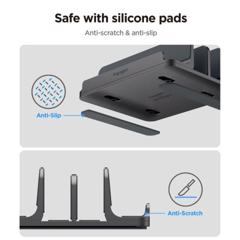 Spigen LD208S4 Vertical Laptop Stand - Aluminiowy organizer / stojak na 4 urządzenia (Space Grey)