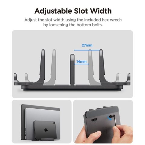 Spigen LD208S4 Vertical Laptop Stand - Aluminiowy organizer / stojak na 4 urządzenia (Space Grey)