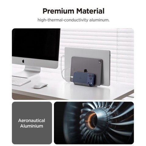 Spigen LD208S4 Vertical Laptop Stand - Aluminiowy organizer / stojak na 4 urządzenia (Space Grey)