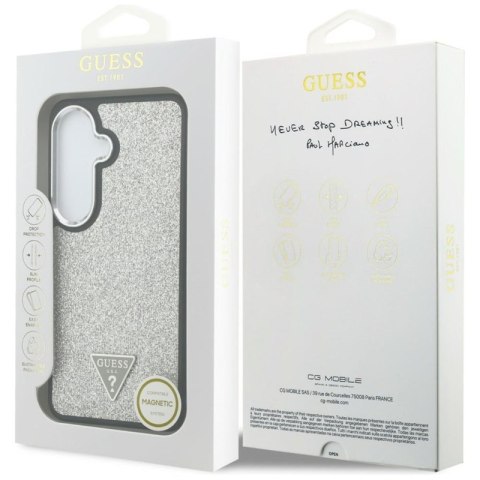 Guess Fixed Glitter Triangle MagSafe - Etui Samsung Galaxy S26 (srebrny)
