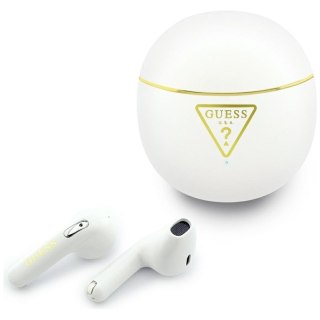 Guess Gold Line Triangle - Słuchawki Bluetooth TWS + etui ładujące (biały)