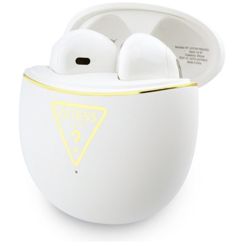 Guess Gold Line Triangle - Słuchawki Bluetooth TWS + etui ładujące (biały)