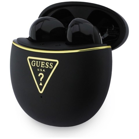 Guess Gold Line Triangle - Słuchawki Bluetooth TWS + etui ładujące (czarny)