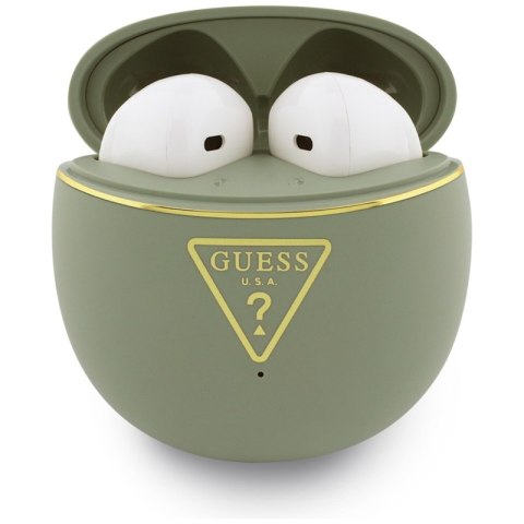 Guess Gold Line Triangle - Słuchawki Bluetooth TWS + etui ładujące (khaki)