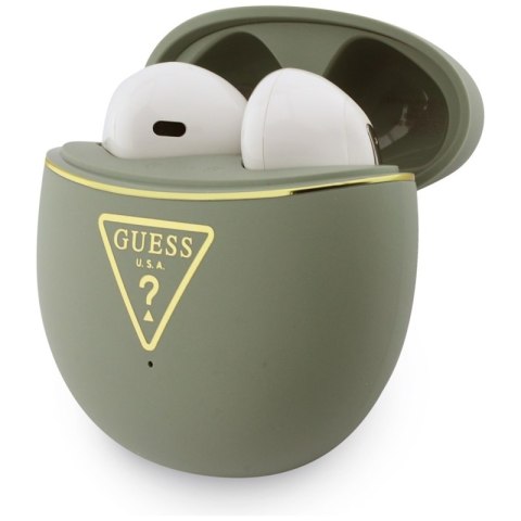Guess Gold Line Triangle - Słuchawki Bluetooth TWS + etui ładujące (khaki)