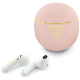 Guess Gold Line Triangle - Słuchawki Bluetooth TWS + etui ładujące (różowy)