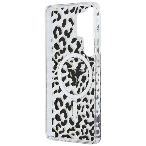 Guess IML Leopard Print Triangle MagSafe - Etui Samsung Galaxy S26 Ultra (czarny)