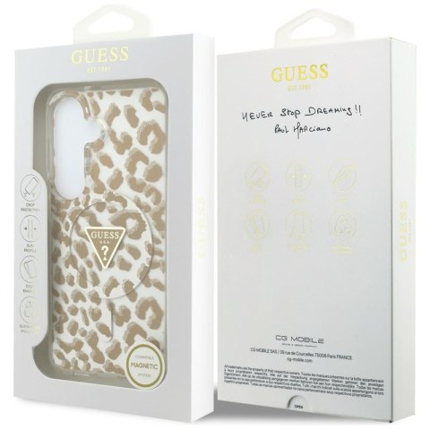 Guess IML Leopard Print Triangle MagSafe - Etui Samsung Galaxy S26 (brązowy)