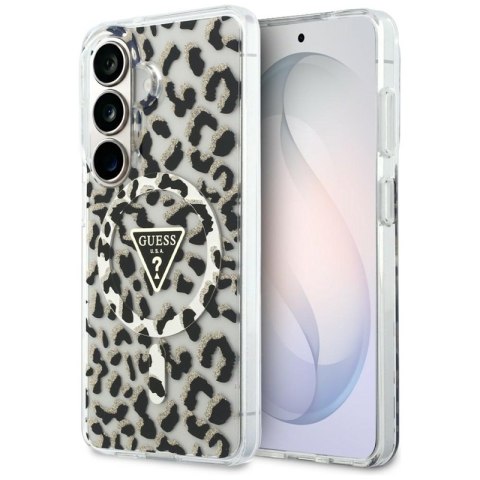 Guess IML Leopard Print Triangle MagSafe - Etui Samsung Galaxy S26 (czarny)