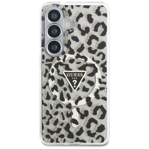 Guess IML Leopard Print Triangle MagSafe - Etui Samsung Galaxy S26 (czarny)