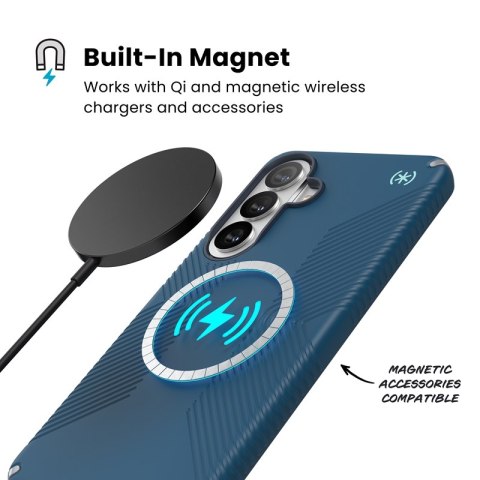 Speck Presidio2 Grip Magnet - Etui Samsung Galaxy S26+ MagSafe (Deep Sea/Silver Metallic/Spell Blue)