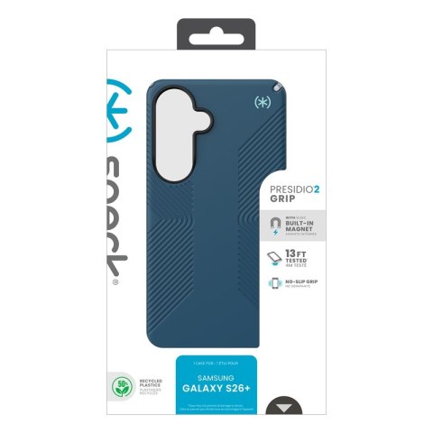 Speck Presidio2 Grip Magnet - Etui Samsung Galaxy S26+ MagSafe (Deep Sea/Silver Metallic/Spell Blue)