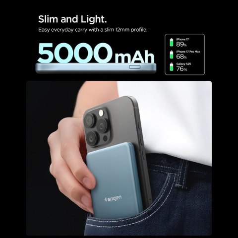 Spigen EA2205MQ Essential - Power Bank MagSafe 5000 mAh 22.5W Qi2 (Teal Blue)