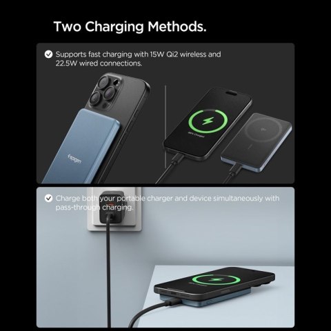 Spigen EA2205MQ Essential - Power Bank MagSafe 5000 mAh 22.5W Qi2 (Teal Blue)