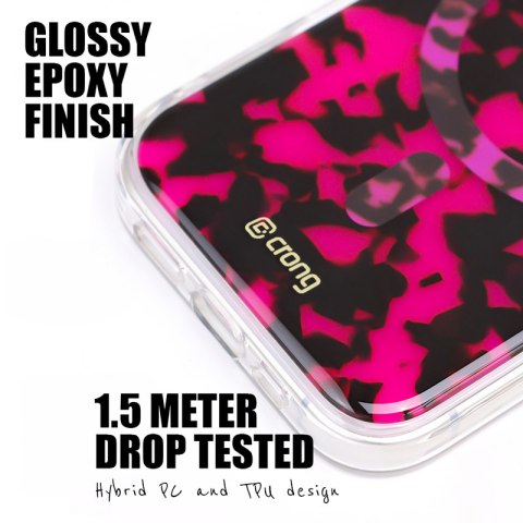 Crong Deluxe MAG Cover - Etui iPhone 17 Pro Max MagSafe (Pink Tortoise)