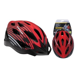Dunlop - Kask rowerowy MTB regulowany rozmiar M 55-58 cm (Czerwono-Czarny)