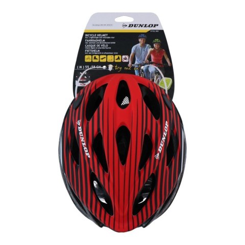Dunlop - Kask rowerowy MTB regulowany rozmiar M 55-58 cm (Czerwono-Czarny)