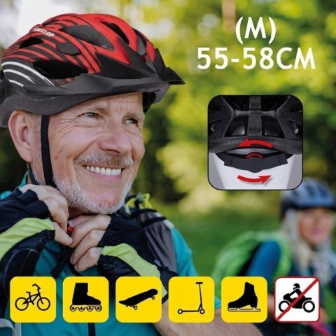 Dunlop - Kask rowerowy MTB regulowany rozmiar M 55-58 cm (Czerwono-Czarny)
