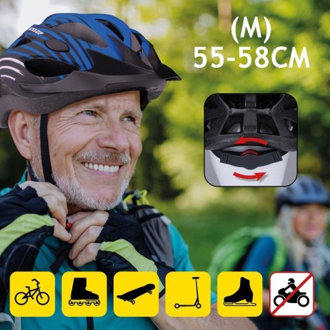 Dunlop - Kask rowerowy MTB regulowany rozmiar M 55-58 cm (Niebiesko-Czarny)