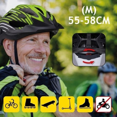Dunlop - Kask rowerowy MTB regulowany rozmiar M 55-58 cm (Zielono-Czarny)