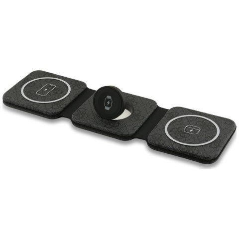 Guess 4G Wireless Charger - Ładowarka indukcyjna MagSafe 3w1 do iPhone, AirPods i Apple Watch 15W (czarny)