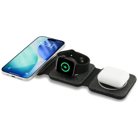 Guess 4G Wireless Charger - Ładowarka indukcyjna MagSafe 3w1 do iPhone, AirPods i Apple Watch 15W (czarny)