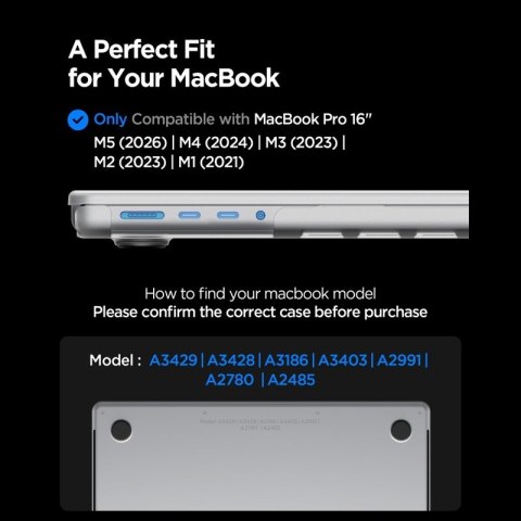 Spigen AirSkin - Obudowa MacBook Pro 16" (M5/M4/M3/M2/M1/2026-2021) (Frost Clear)