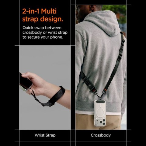 Spigen DA30M Lanyard Strap Crossbody - Uniwersalny pasek / smycz do telefonu (Czarny)
