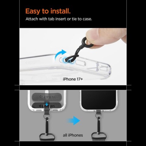 Spigen DA30M Lanyard Strap Crossbody - Uniwersalny pasek / smycz do telefonu (Czarny)