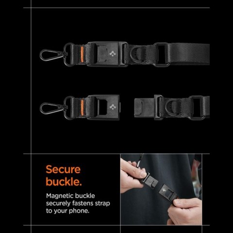 Spigen DA30M Lanyard Strap Crossbody - Uniwersalny pasek / smycz do telefonu (Czarny)