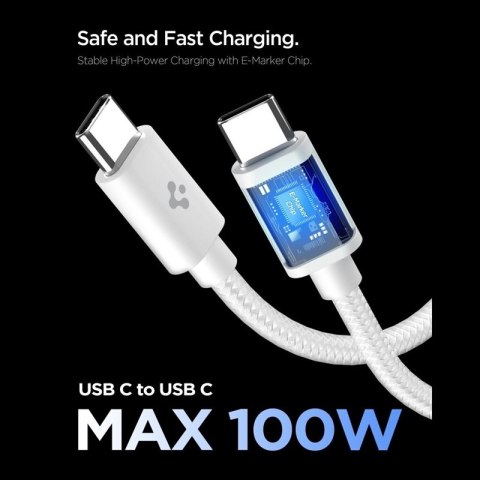 Spigen EE451EU Essential GaN Pro - Ładowarka sieciowa USB-C PD PPS 45W + kabel USB-C 1m (Biały)