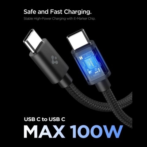 Spigen EE451EU Essential GaN Pro - Ładowarka sieciowa USB-C PD PPS 45W + kabel USB-C 1m (Czarny)