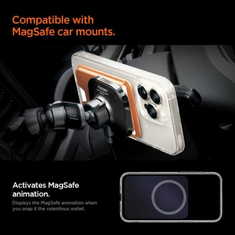 Spigen Valentinus MagFit + MagSafe - Portfel magnetyczny (Metallic Orange)