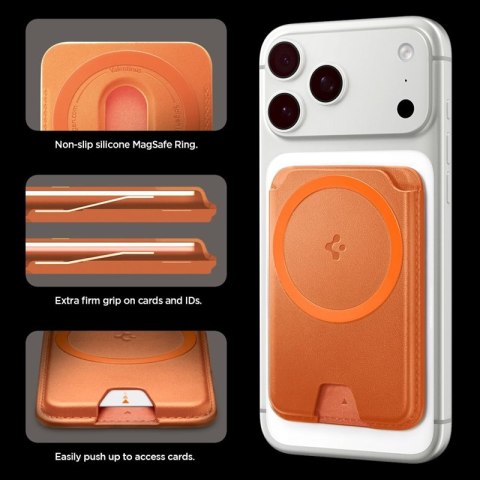 Spigen Valentinus MagFit + MagSafe - Portfel magnetyczny (Metallic Orange)