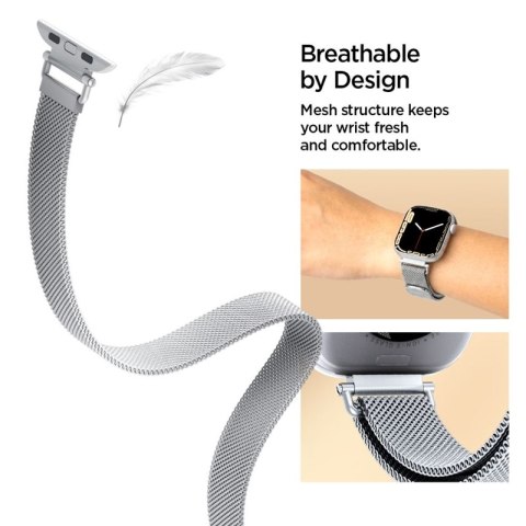 Spigen WBM4 - Pasek ze stali nierdzewnej do Apple Watch 40/41/42 mm (Silver)