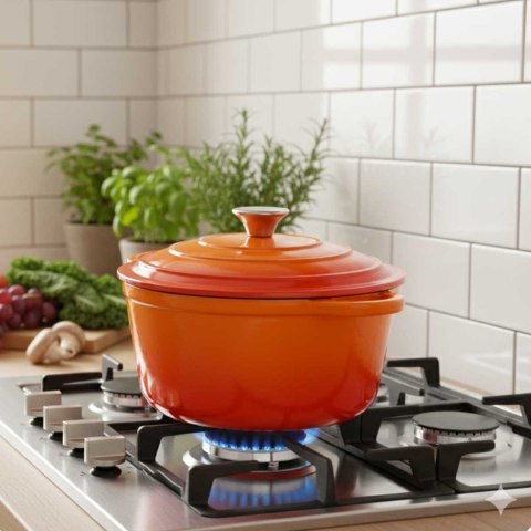 EMALIOWANY GARNEK ŻELIWNY 22cm 3L HAGE ORANGE