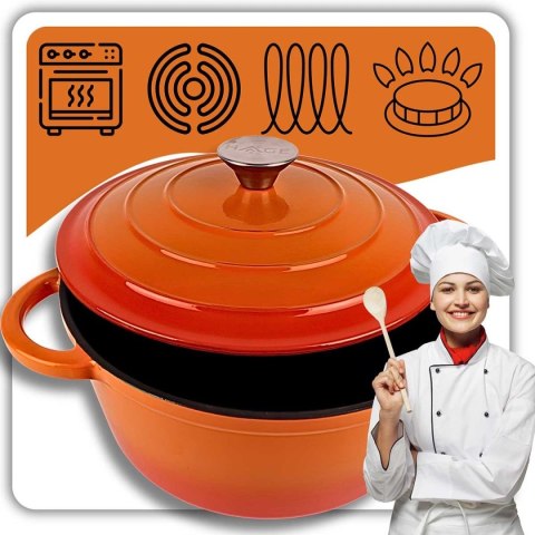 EMALIOWANY GARNEK ŻELIWNY 22cm 3L HAGE ORANGE