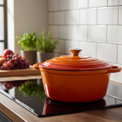 EMALIOWANY GARNEK ŻELIWNY 22cm 3L HAGE ORANGE