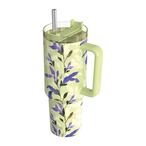Quokka Stream - Kubek termiczny ze stali nierdzewnej 1200 ml ze słomką (Matcha)