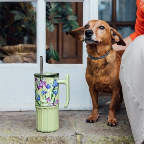 Quokka Umi - Kubek termiczny ze stali nierdzewnej 720 ml ze słomką i silikonową podstawką (Green Tea)