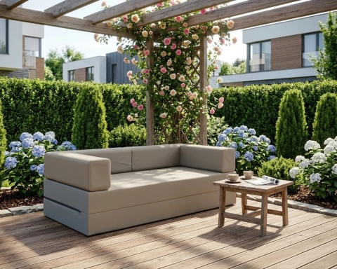 Sofa AVIO GARDEN sofa ogrodowa 3-osobowa, wodoodporna, rozkładana do spania, 100x200 cm, Beżowa