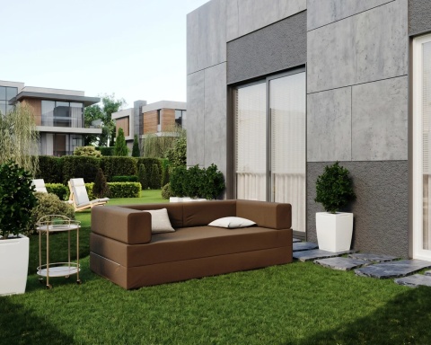 Sofa AVIO GARDEN sofa ogrodowa 3-osobowa, wodoodporna, rozkładana do spania, 100x200 cm, Brązowa