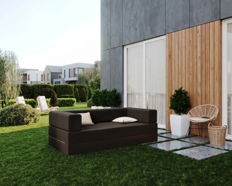 Sofa AVIO GARDEN sofa ogrodowa 3-osobowa, wodoodporna, rozkładana do spania, 100x200 cm, Czarna