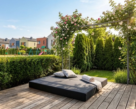 Sofa AVIO GARDEN sofa ogrodowa 3-osobowa, wodoodporna, rozkładana do spania, 100x200 cm, Czarna