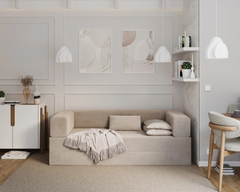 Sofa AVIO rozkładana, wymiary: 200x100x67,5 cm - 200x100 - SZTRUKS - Beż